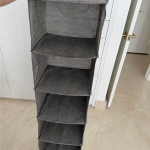 Six Compartment Gray Hanging Fabric Closet Organizer - Multi-Shelf Storage